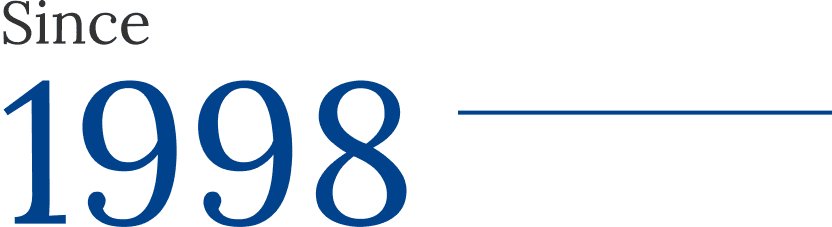 1998 anniversary logo with blue accents